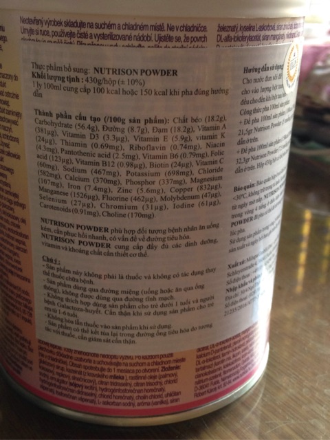 Sữa Nutrison của Đức 430g mẫu mới date mới