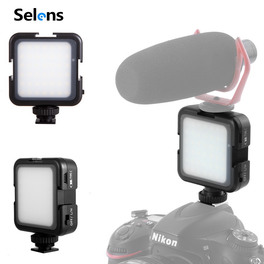 Đèn LED Selens 42 Bóng Kích Thước Nhỏ Gọn Gắn Hot Shoe Máy Ảnh Quay Video Livestream Vlog Cho Canon Nikon DSLR