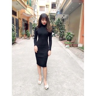 Váy len tăm body cổ lọ 💦freeship💦