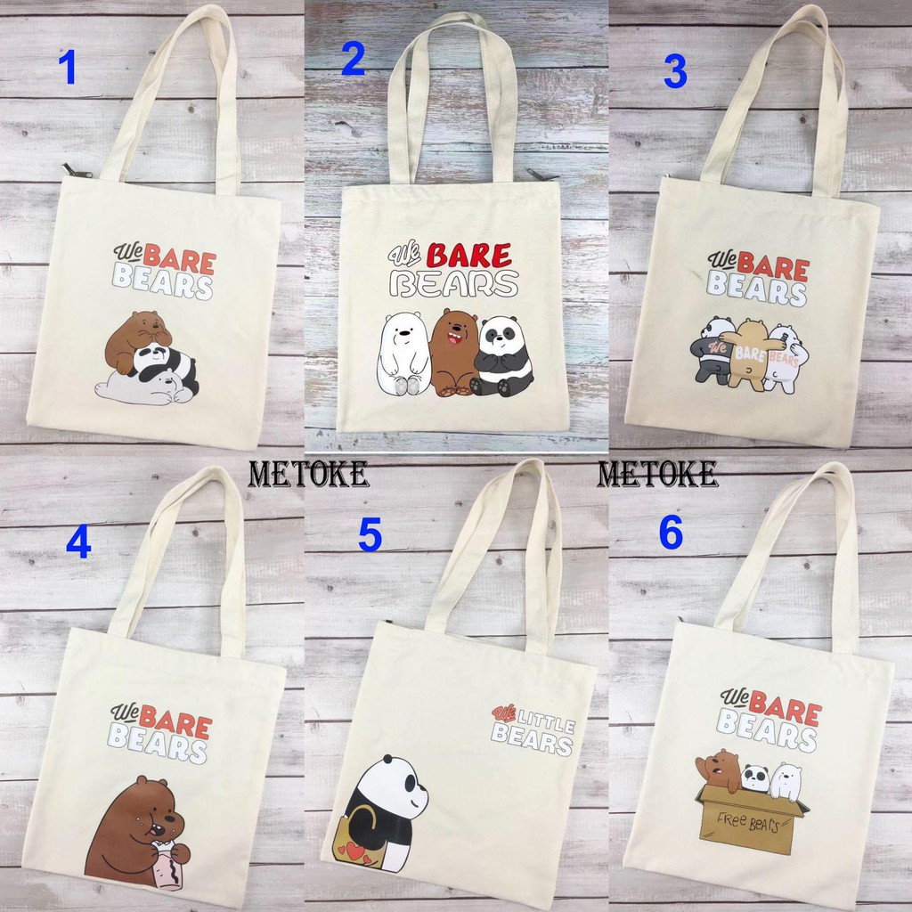 Túi tote ba anh em gấu bare bear TT3