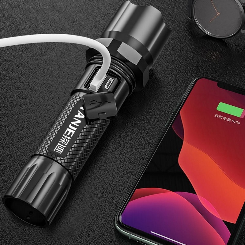 Đèn pin LED sạc USB không thấm nước IPX6 tiện lợi