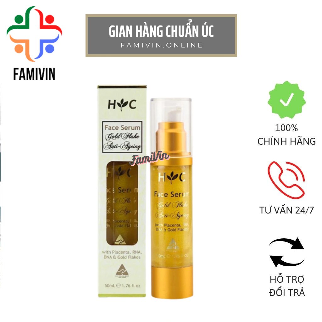 Serum dưỡng da Healthy Care Anti Ageing Gold Flake Face, Úc (50ml) chống lão hóa cho người từ 25 tuổi trở lên