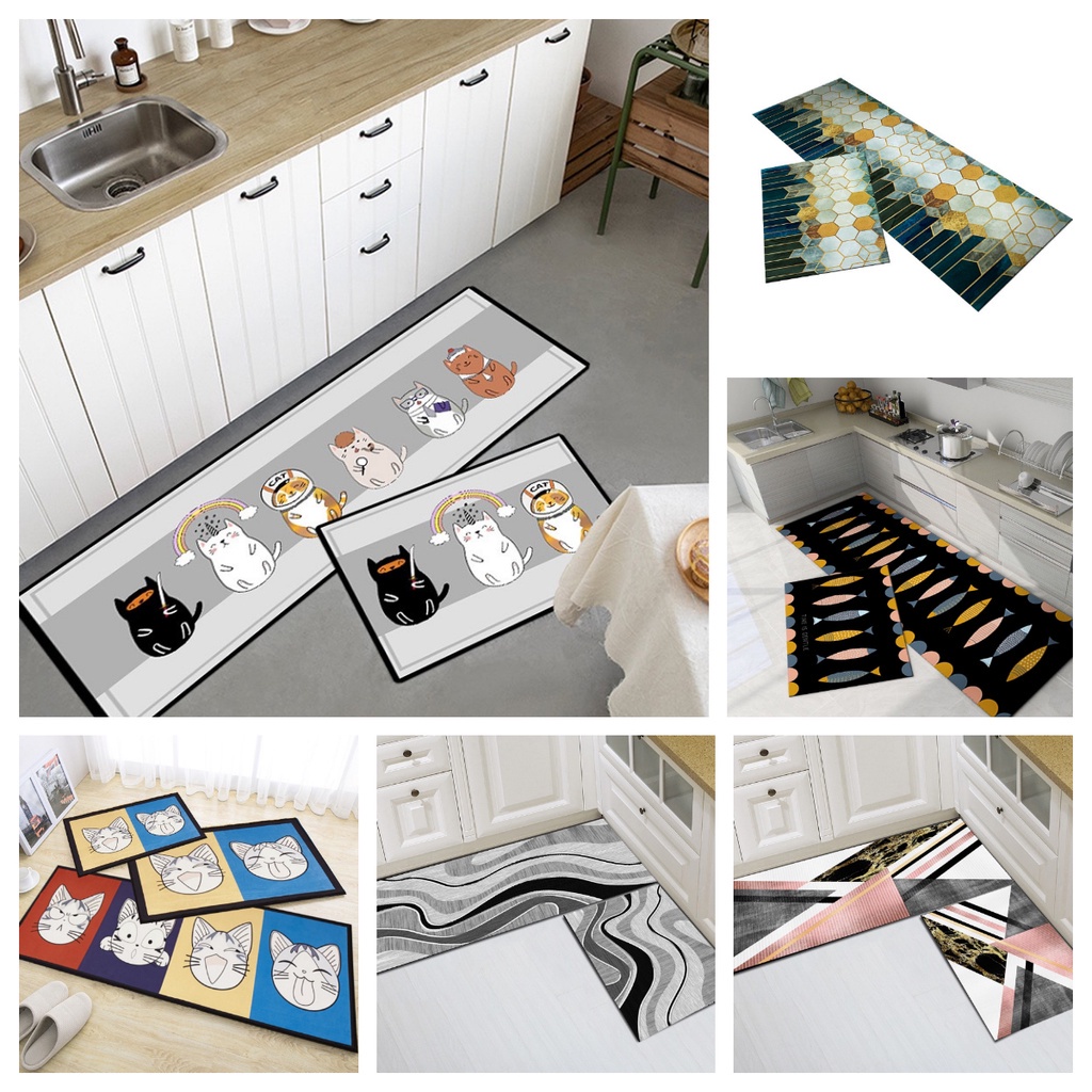 Thảm bếp 3D trang trí nhà bếp phòng ngủ (40*60 + 40*120 cm) cao cấp cao su chống trượt 88201 Gia Dụng Gia Đình
