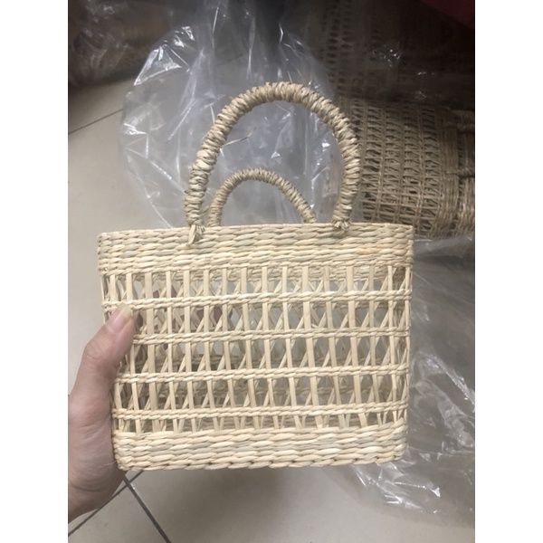 Túi Cói Đan Mắt Cáo 2 kích cỡ cho mẹ và bé