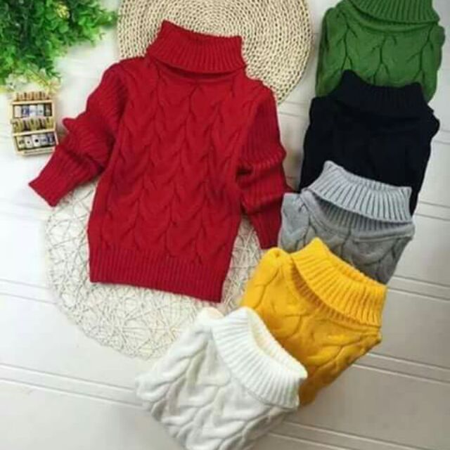 Áo len thừng cổ cao