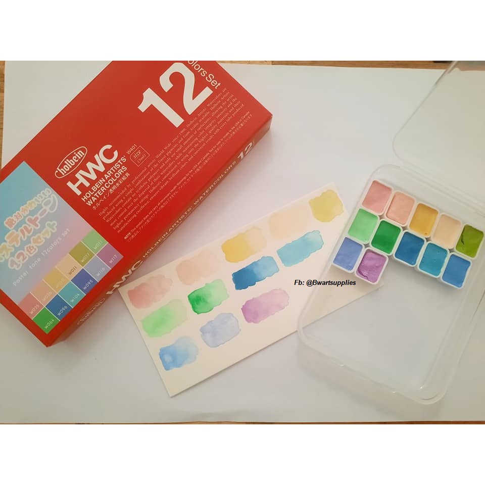 Bộ 12 màu nước Holbein,tone màu pastel, pan 1ml