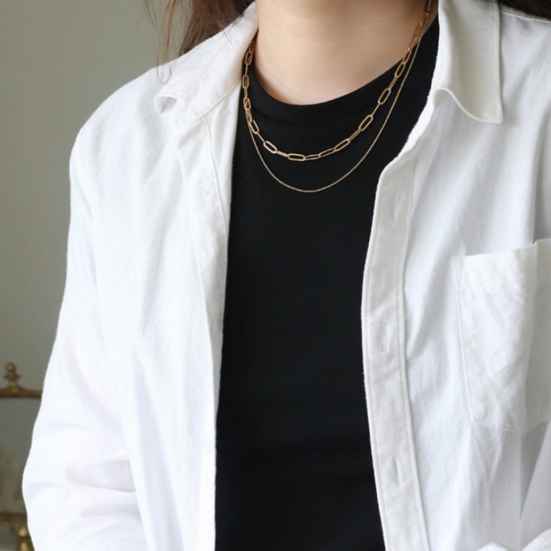 Dây Chuyền 2 Tầng Titan Ko Đen TT 3899