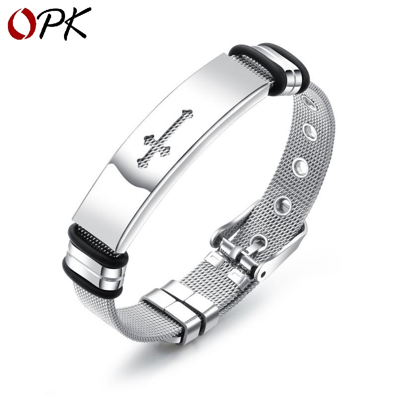 Vòng Đeo Tay Bằng Thép Titan Hình Thánh Giá Phong Cách Thời Trang Hàn Quốc