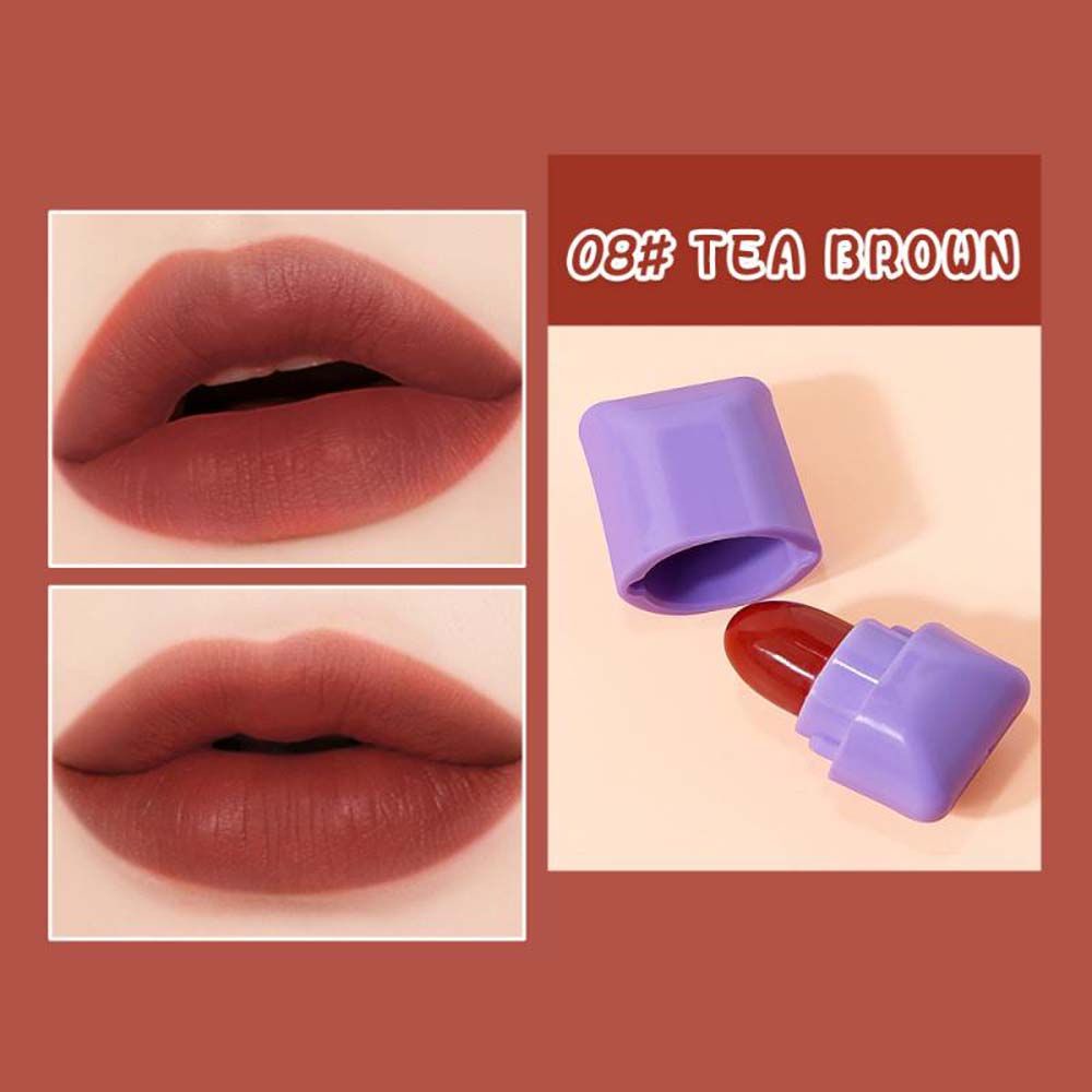 [Hàng mới về] Bộ 8 son môi mini chống dính chống thấm nước lâu trôi thiết kế hình viên kẹo dễ thương