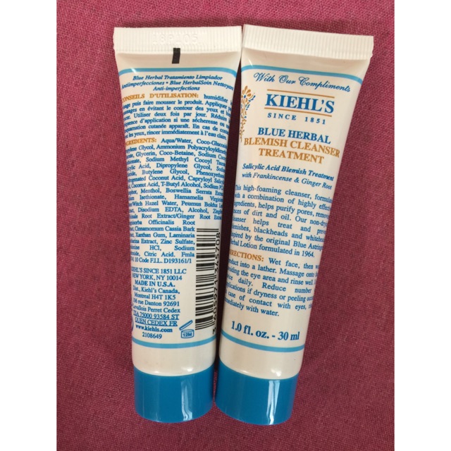 Sữa Rửa Mặt Cho Da Mụn Kiehl's Blue Herbal Blemish Cleanser Treatment 30ml