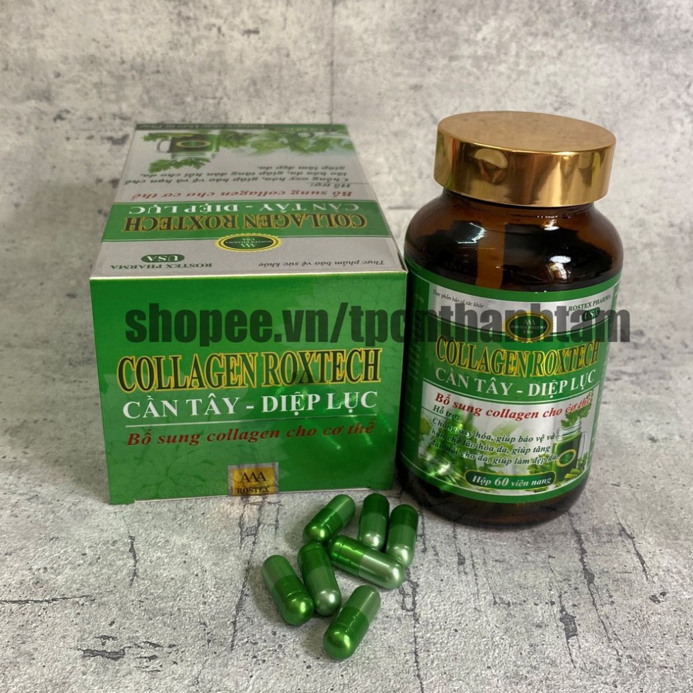 Viên uống COLLAGEN DIỆP LỤC CẦN TÂY hỗ trợ làm đẹp da, trắng sáng da, giảm cân – Hộp 60 viên | BigBuy360 - bigbuy360.vn