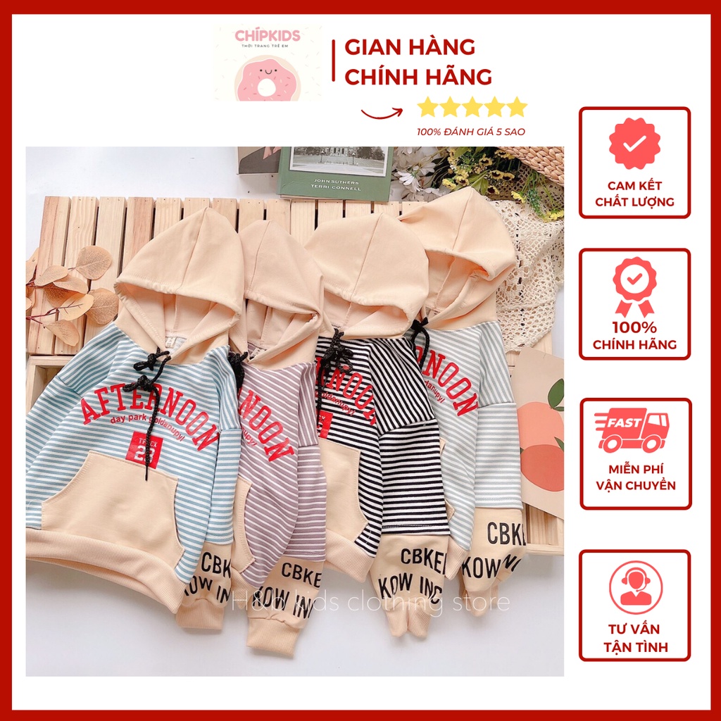 Áo cho bé, áo khoác nhẹ cho bé trai, bé gái chất da cá họa tiết kẻ ngang cao cấp [14-28kg]