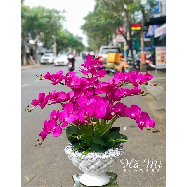 Cành hoa lan hồ điệp cao su 9 bông LOẠI SỊN
