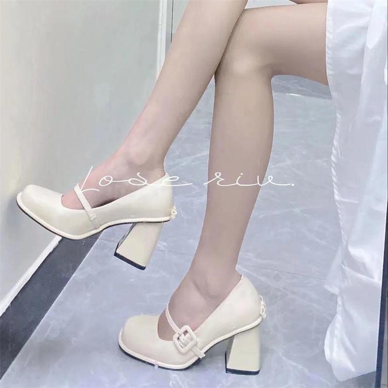 Giày Cao Gót Da Phong Cách Retro Pháp 2022 Thời Trang Cho Nữ