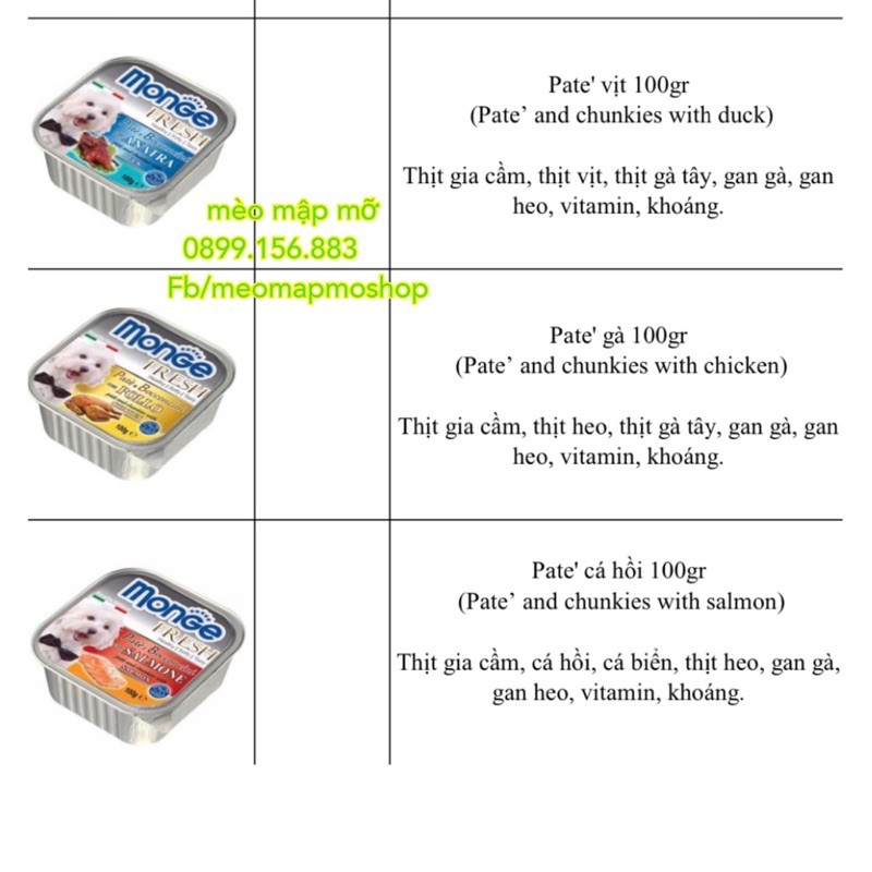 MONGE PATE NHẬP Ý CHO CHÓ ĐỦ VỊ
