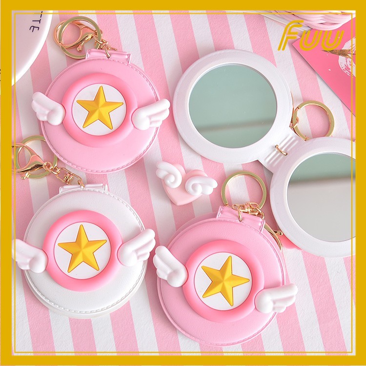 Móc chìa khóa kèm gương 2 mặt Sakura Thủ Lĩnh Thẻ Bài (Cardcaptor Sakura) mẫu 1
