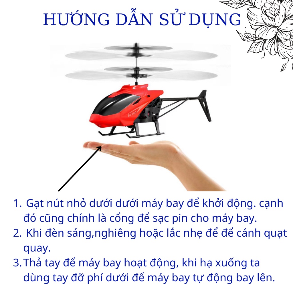 Máy bay điều khiển cảm ứng lên thẳng pin sạc, trực thăng mini 4 cánh điều khiển 2 chiều, tặng kèm PIN - Đồ chơi MiniKids