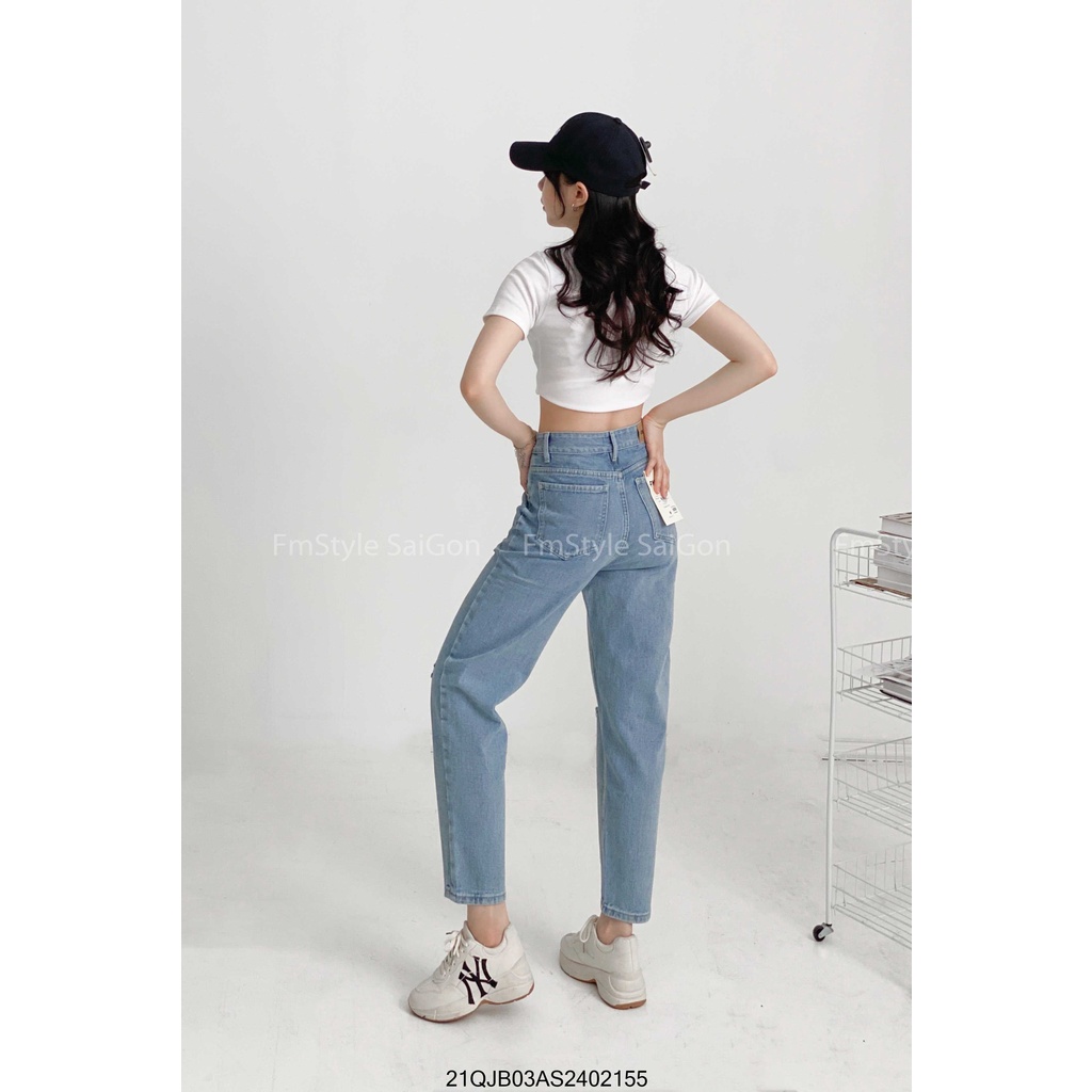 Quần jean baggy nữ VM STYLE rách gối (không co giãn) ulzzang thời trang 22QJB03AS1102