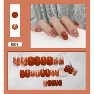 [KÈM KEO + DŨA MÓNG] SET BỘ 24 MÓNG TAY GIẢ DÁNG NGẮN R073
