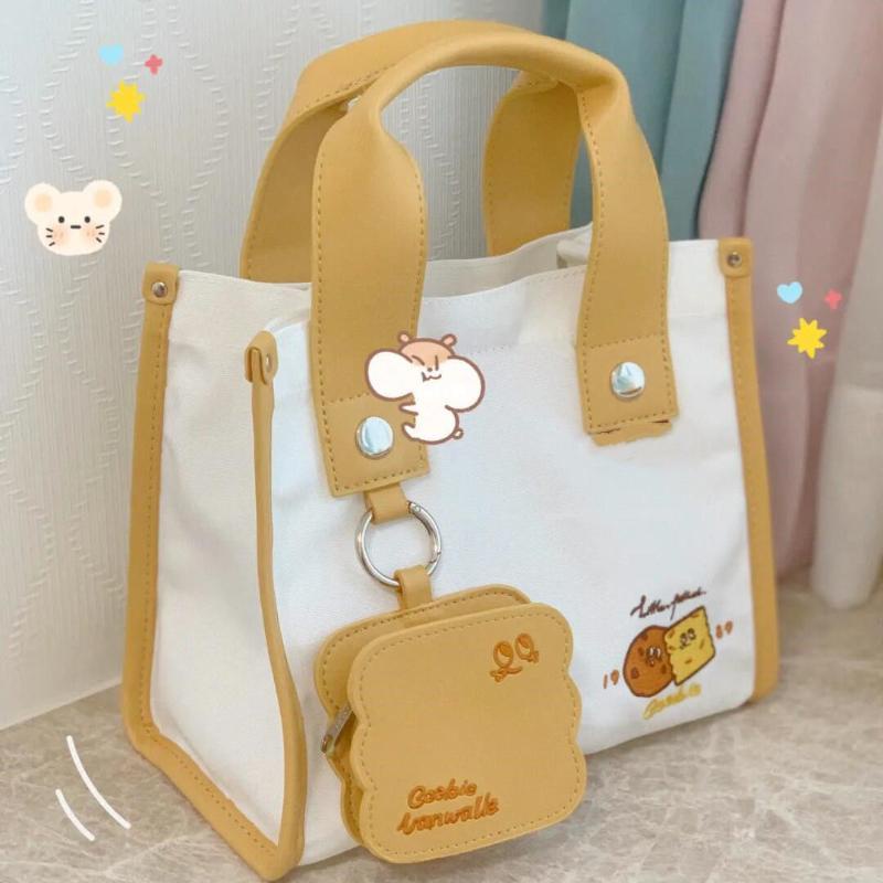 Túi Đeo Chéo Canvas Phong Cách Nhật Bản Xinh Xắn Cho Nữ