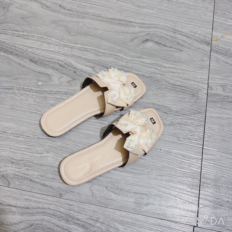 [ảnh thật]dép H nơ gắn ngọc