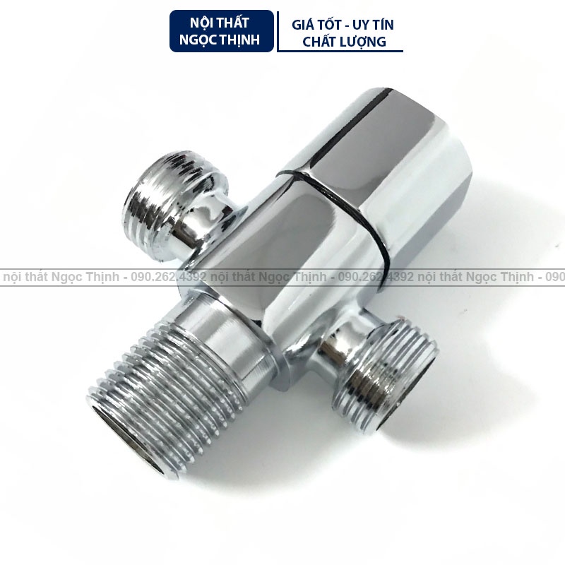 Van T khóa và chia nước SVT-03 (có đầu khóa xoay) 2 nhánh cấp ra chất liệu đồng thau chrome bóng dòng cao cấp