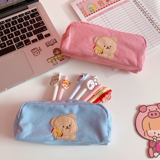 Hộp bút vải gấu pastel dễ thương