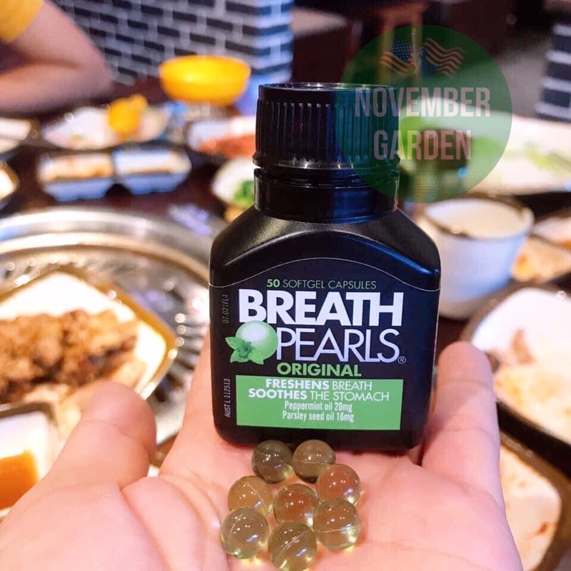 (Air Có Bill Úc) Viên uống thơm miệng Breath Pearls xua tan hơi thở có mùi 50 viên