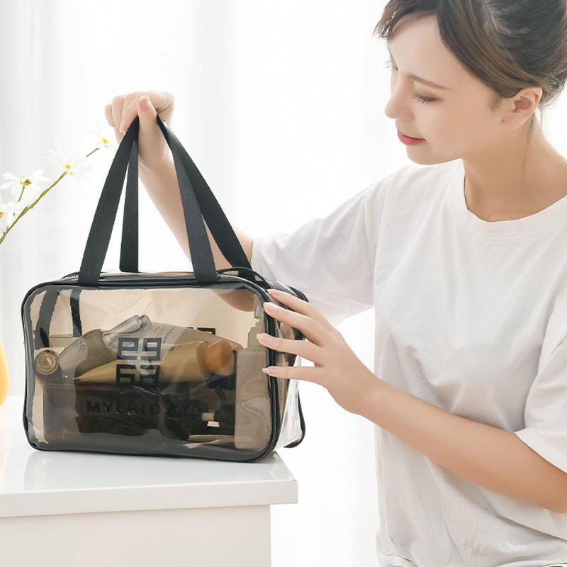 Túi Đựng Mỹ Phẩm, Túi Đựng Đồ Trang Điểm Trong Suốt Có Quai Xách Moda.H