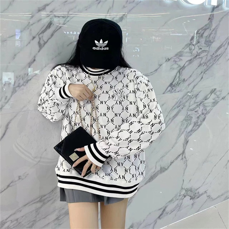 Áo Hoodie Thể Thao Cotton Nguyên Chất Thêu Logo MLB NY Thời Trang Cho Nam Và Nữ