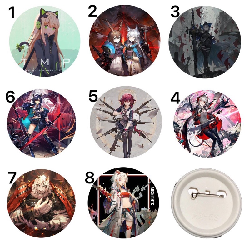 Huy hiệu Arknight nhiều mẫu đuowngf kính 5,8cm/ Huy hiệu anime game Arknight