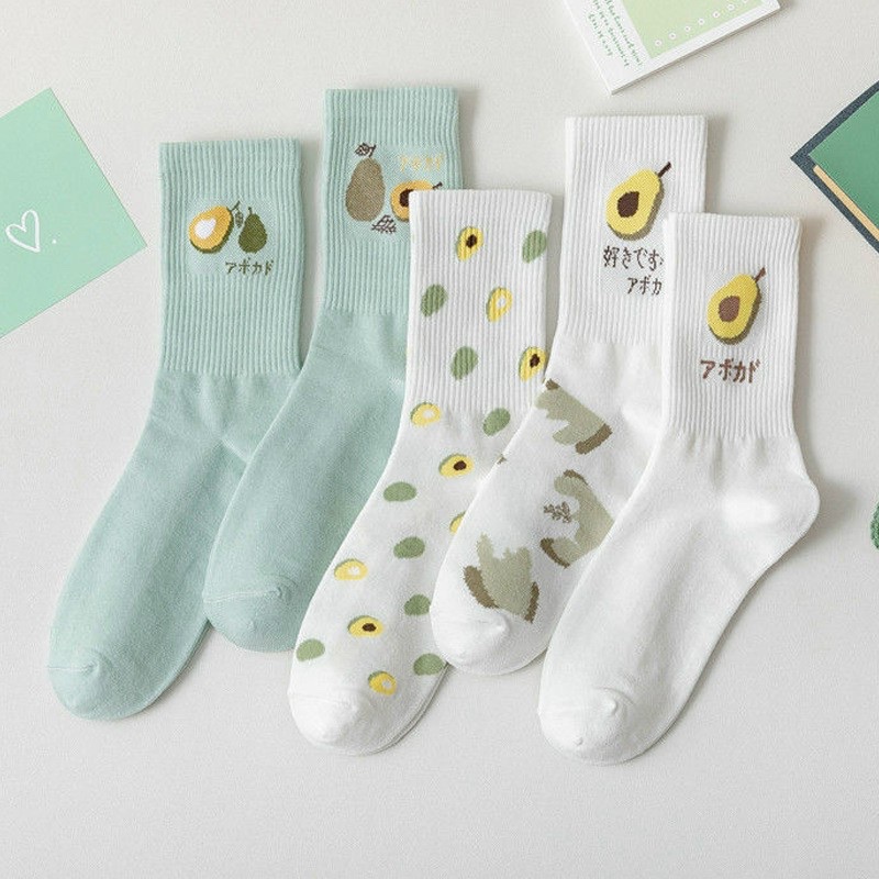 Combo 5 tất cổ cao, vớ cổ cao nữ họa tiết vải len tăm co giãn thời trang Hàn Quốc