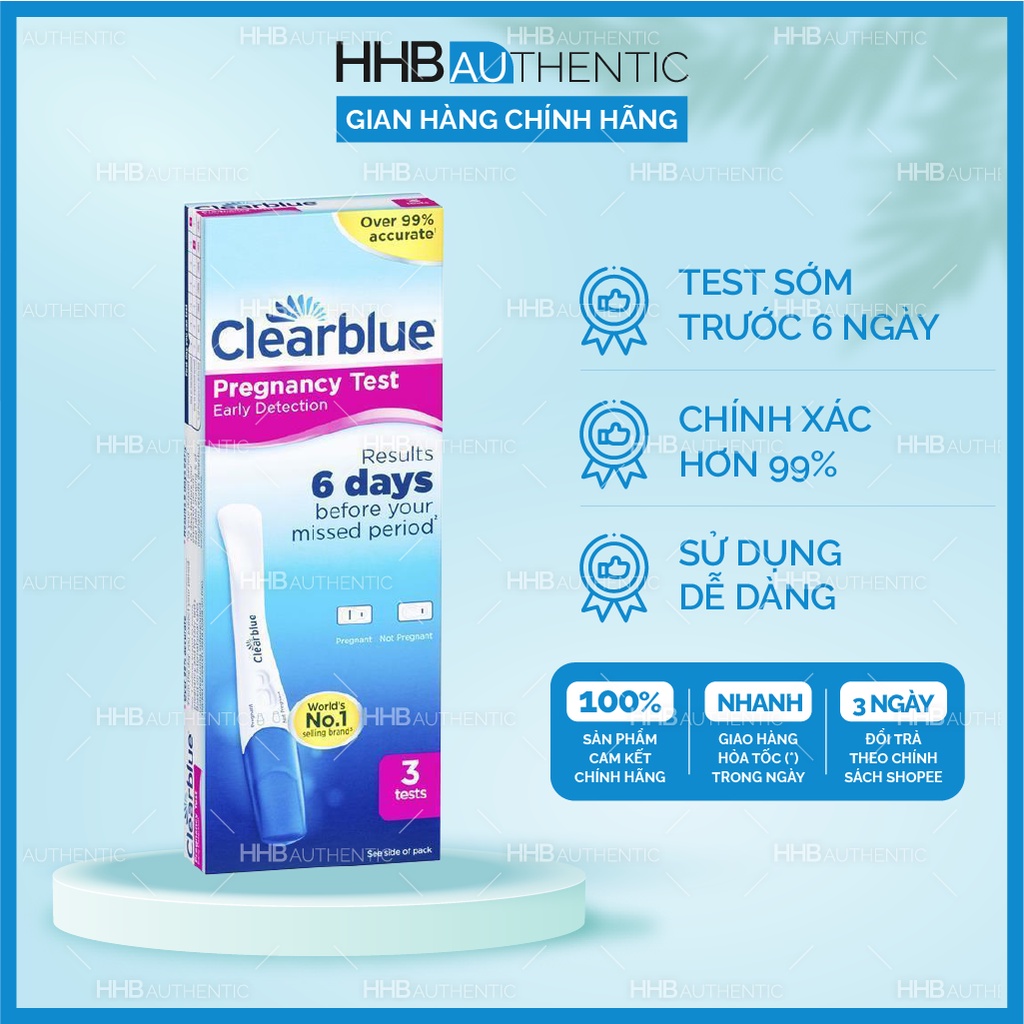 Que thử thai siêu sớm trước 6 ngày trễ kinh Clearblue 6 days - Xuất xứ Úc