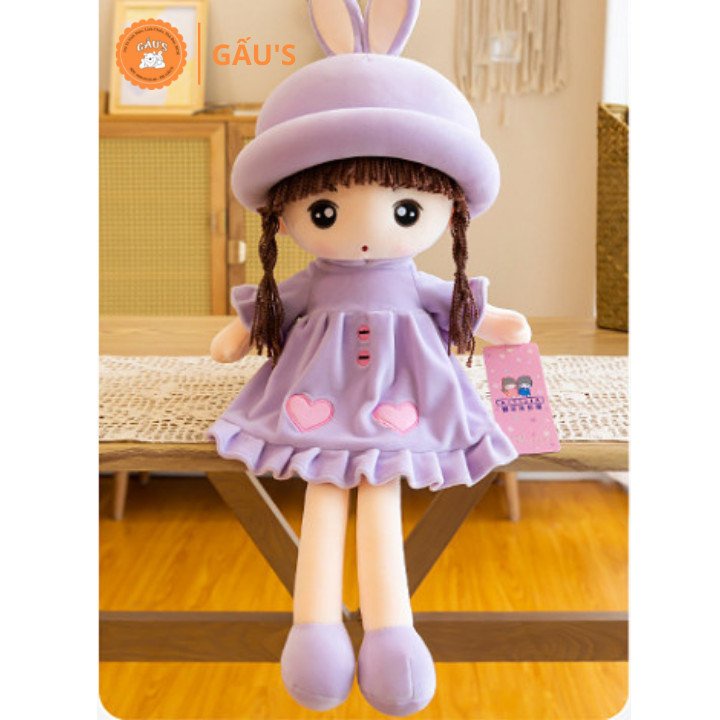 Gấu bông cho bé búp bê đôi nón tai thỏ dài ôm 45cm-75cm - GẤU SHOP