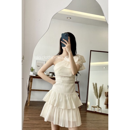 (SẴN) Đầm xòe lệch vai TK1