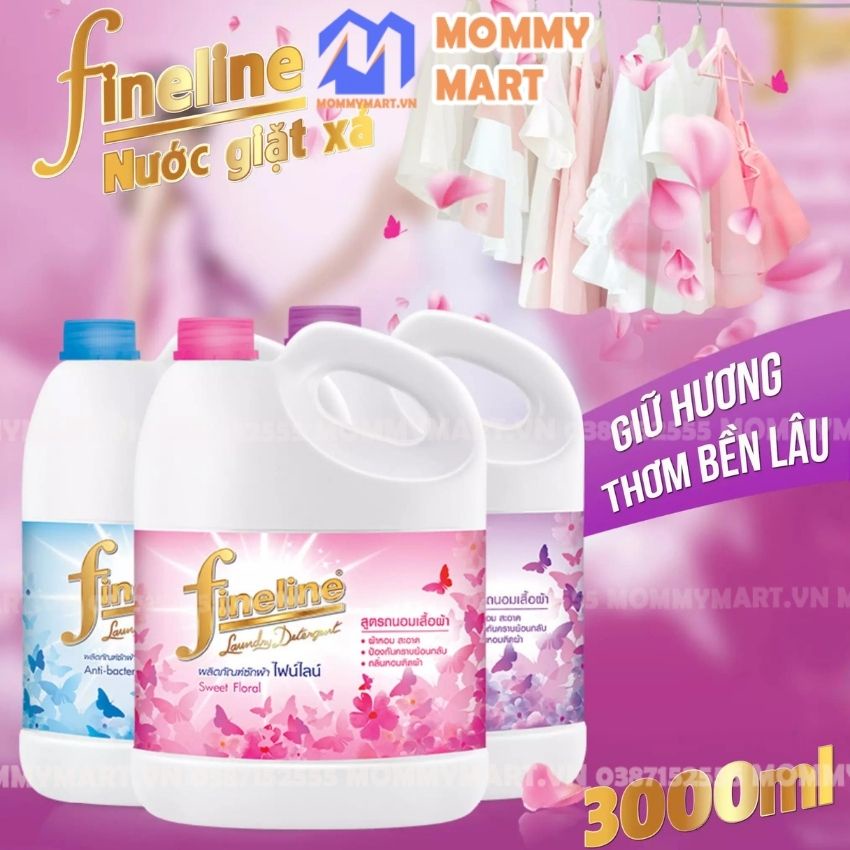 Nước giặt Thái Lan  Fineline 3000ml hương hoa cao cấp an toàn, sạch thơm Mommymart