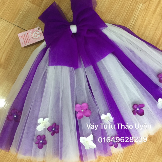 Đầm cho bé gái đầm tutu nơ tím ( váy công chúa nơ tím)