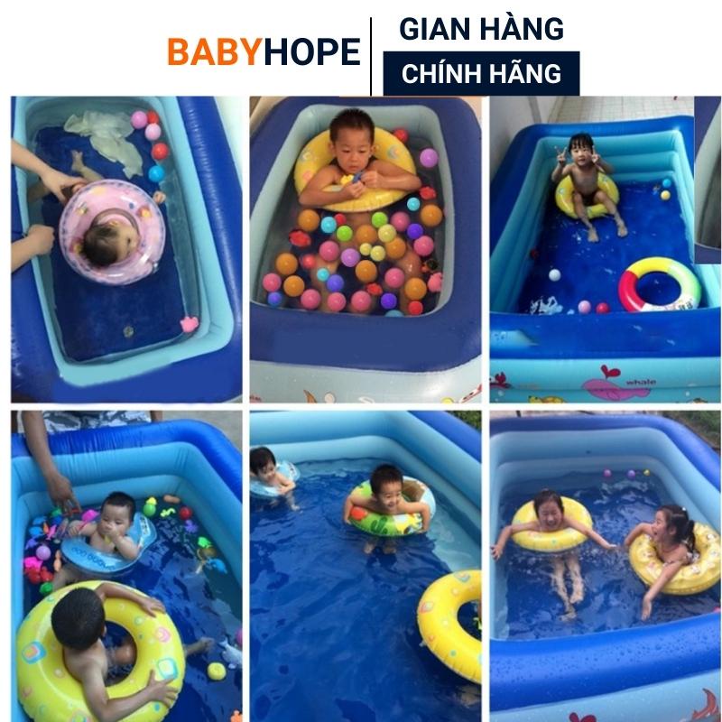 Bể bơi phao cho bé,hồ bơi trẻ em hình chữ nhật 1m2 2 tầng đáy 2 lớp chống trượt dầy gấp đôi loại thường