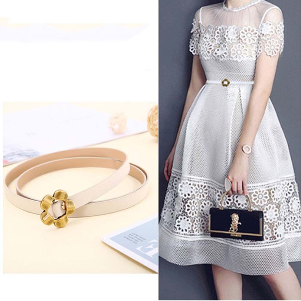 Thắt lưng bản nhỏ co giãn họa tiết hoa màu sắc ngọt ngào cho nữ
