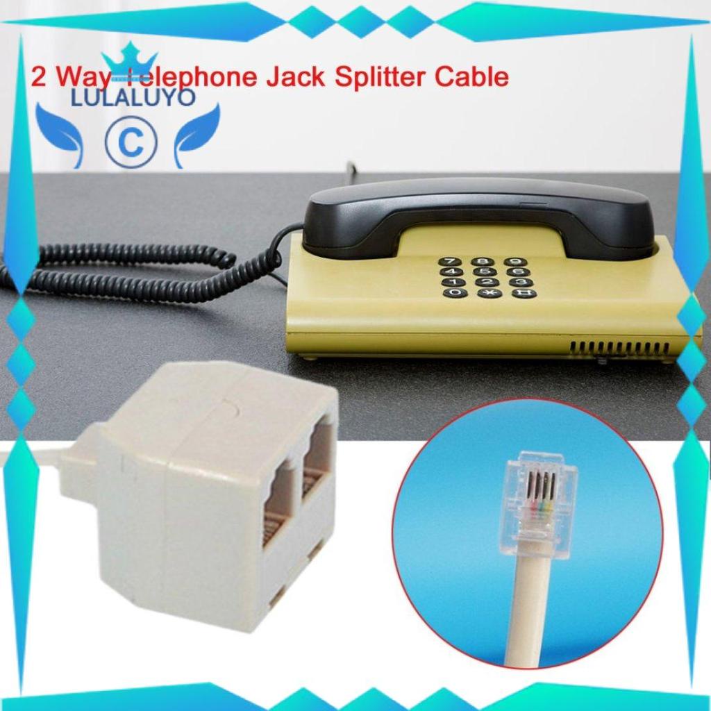 [Giá thấp] RJ11 6P4C Male to 6P4C Female 2 Way Telephone Splitter Phone Telephone Line .lu