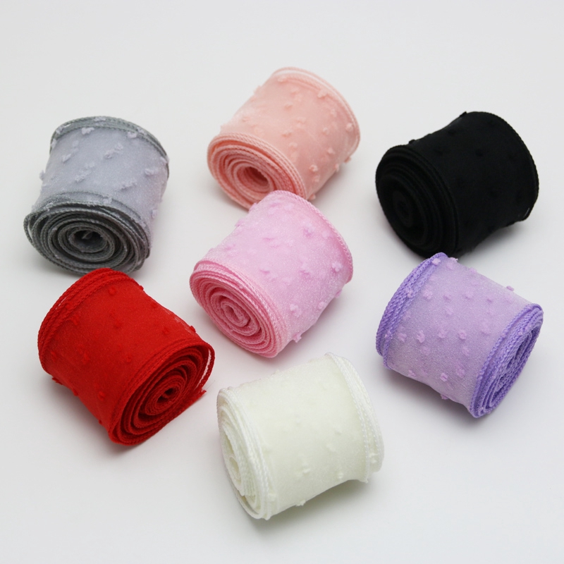 Dây Ruy Băng Họa Tiết Chấm Bi Dài 50mm Dài 5 Yards Dùng Trang Trí Phụ Kiện