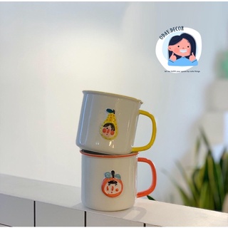 Cốc sứ Tráng Men hoạ tiết Hoa quả, Ly uống nước Kiểu dáng dễ thương