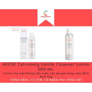 AVENE Extremely Gentle Cleanser Lotion 200 mL- Lotion rửa mặt không cần nước cho da quá nhạy cảm dễ bị kích ứng