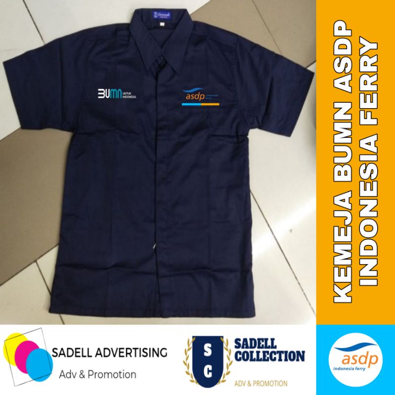Asdp Indonesia Áo Sơ Mi Nam Tay Ngắn Màu Xanh Navy Hình Đồng Phục Ferry Ferry PT ASDP Indonesia Ferry