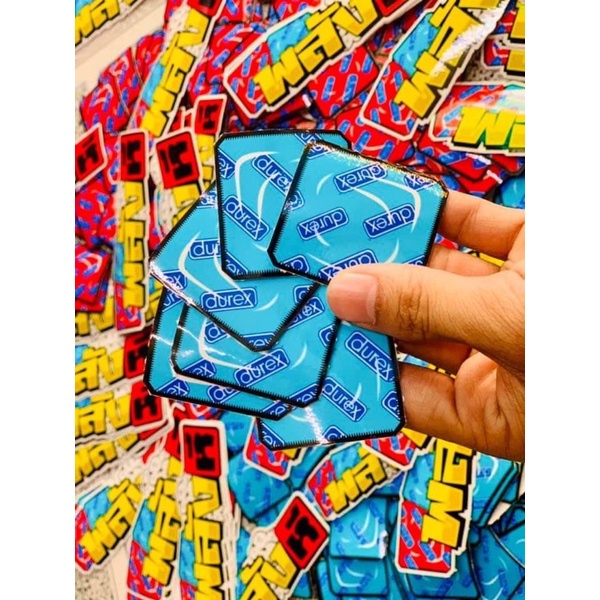 ( 3 miếng ) Tem Logo Sticker Chữ Durex Trang Trí Xe Máy, Nón Bảo Hiểm, Laptop v.v