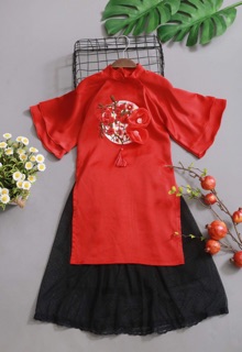 Áo dài lụa thiết kế( tú lựu