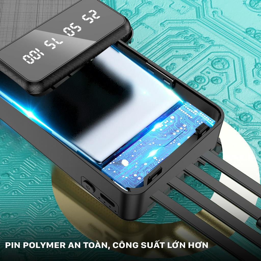 A6 Sạc Dự Phòng Sendem P900 20000mAh Tích Hợp Sẵn Cáp Sạc, Có Led Báo Phần Trăm Pin P900