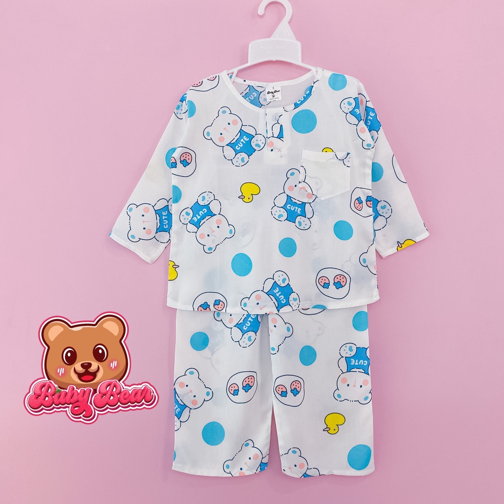 Bộ tole dài tay bé trai - Bộ lanh mặc nhà trẻ em size 8-50kg Baby Bear