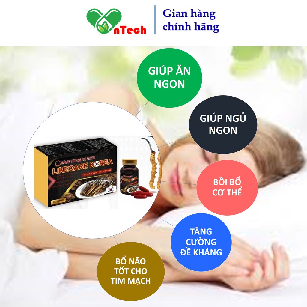 Đông trùng hạ thảo Everyday health LIKECARE KOREA ăn ngon ngủ tốt hỗ trợ trị biếng ăn mất ngủ bồi bổ cơ thể  hộp 60 viên