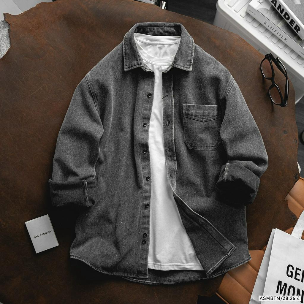 Áo sơ mi jean, áo sơ mi jacket denim chất vải dày dặn, form đẹp 28264